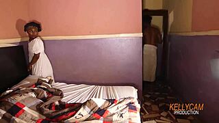 Chubby wife enjoys a relaxing evening with her husband in their private space