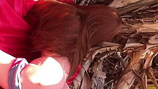 intriguing outdoor anal with fuck doll as sex toy