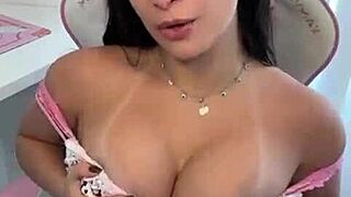Oh man, Emanuelly Raquel as hot latina nerd diry talks while oiling her big boobs in solo exhibitionist fetish... wait, dirty talk flashing those tits for pov girlfriend fun.
