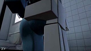 blue girl engages in intimate encounter