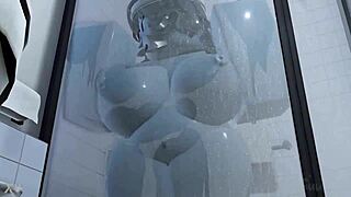 blue girl engages in intimate encounter