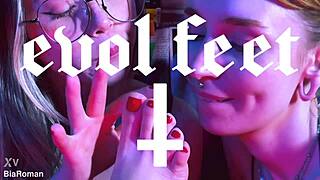 horny blonde and redhead sluts dominate with feet tickling, sucking toes, and gagging