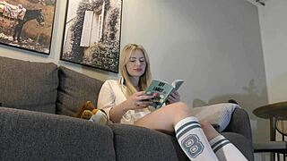 Busty Natural Big Tits Big Ass Thick Thighs Sexy Milf Reads Book And Takes Panties Off On Couch?