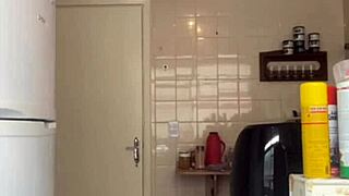 Bold exposure as husband catches wife flashing big pussy in bikini on balcony