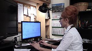 I love Julia's sexy big natural tits as she masturbates at work