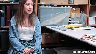 Lp officer pulls out big cock for two shoplifter teens to suck in office