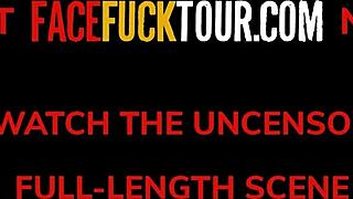 This busty blonde takes a huge cock deep in her mouth while he grabs and plays with her massive tits roughly