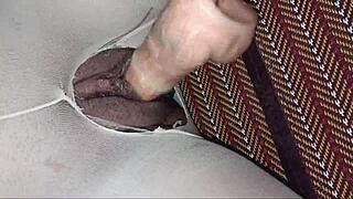 subtly teasing a pretty shaved pussy with tight creampie hints in amateur orgasm play