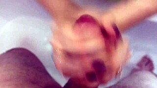 Stepmom, I'm spying on you in the shower with blonde hair and blue eyes, now suck my cock and jerk off until cum in mouth.