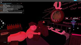 blonde bitch takes rough fucking and deepthroat from monster big black cock in roblox studio