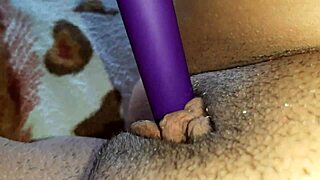 is my hairy pussy dripping wet with swollen clit shaking from intense vibrator orgasm?