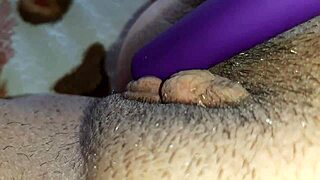 is my hairy pussy dripping wet with swollen clit shaking from intense vibrator orgasm?