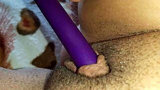 is my hairy pussy dripping wet with swollen clit shaking from intense vibrator orgasm?