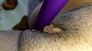 is my hairy pussy dripping wet with swollen clit shaking from intense vibrator orgasm?