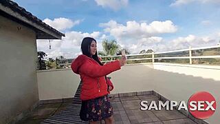 yo check ninfeta natty hot in menage with anal fucking the morena gostosa's ass and friend swallowing all cum