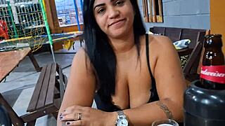 Beach couple explores outdoor blowjob and doggystyle with hairy pussy and creampie on public sand