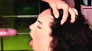 Gagging Hard on Sloppy Deepthroat by Curvy Brunette Latina with Natural Tits and Tattoos