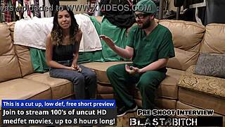 Aria Nicole visits the doctor for a checkup. Her pussy ends up creampied during the examination.