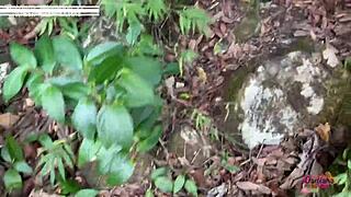 fomos pegos transando na cachoeira with cum on tits and pierced nipples action