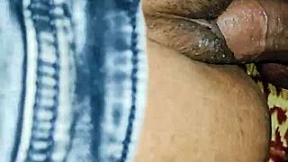 College girl sex videos with beaver close up and creampie action in jeans.