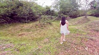 why does this thai babe masturbate outdoors in the public forest?