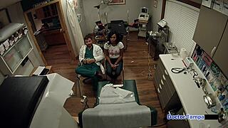 Dr Tampa gives Tori Sanchez a pap smear exam