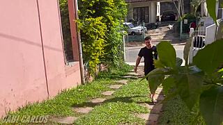 Hubby left on trip so I called neighbor to fuck me while his wife was out