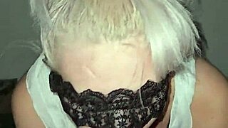 Blonde girlfriend in fishnets deepthroats and fucks nerdy friend