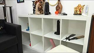 Brazilian girl opens her ass with huge dildos until she prolapses with big gapes. Then her master subdues the pretty slut through domination and farting.