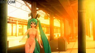 i adore hatsune miku in velvet arabesque project diva with full nude bunny costume