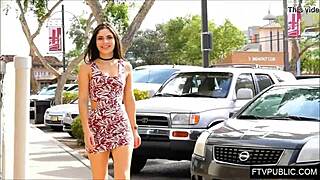 Young exhibitionist girl flashes upskirt with no panties