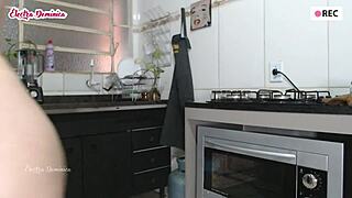 I hired this Brazilian maid and she got naked to clean my house, what a naughty prostitute