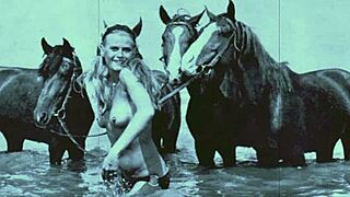 Ever wondered about that vintage hairy pussy getting wild with a pooch in outdoor retro action?