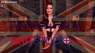 british nurse details condom use instructions while guiding wanking your cock in pantyhose and uniform