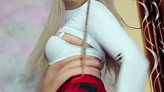 hermosa transexual blanca nieves shows off her crossdressing style in a casual everyday setting.