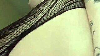 Chubby slut does striptease in see-through bra! Then fucks with BBC dildo squirting everywhere in homemade solo session.