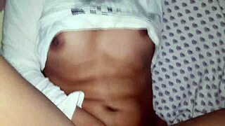 Brunette babe with big ass and petite frame masturbates to orgasm while fingering her friend in a steamy encounter.