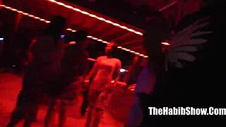 Ebony performers Misty Stone and Unique Sutra deliver a striptease freak show with big black cock action