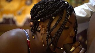 oh man, this big black cock is huge... sucking it deep like a total slut, yeah? 🍆💦