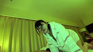 Japanese girlfriend rides cowgirl style in homemade video with petite teen licking and orgasm.