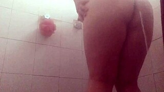 voyeur adventures catch gordibuena in shower cleaning cum from coño on hidden cam