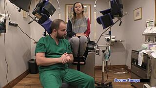 Dr Tampa Conducts Tampa University Entrance Physical on Curly Latina Kalani Luana with Gloves Latex Fetish in Florida Behind the Scenes with Humiliation Orgasm in POV