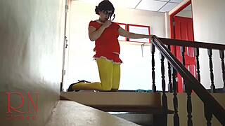 I'm Velma hunting crime clues in bikini and pantyhose like Scooby Doo where are you