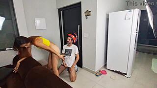 Why Does This Redhead Housewife Receive the Biker Just in a Bath Towel for Ass Worship?