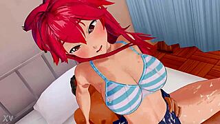 Ruivinha Peituda Gostosa From Anime Hentai Rides in Reverse Cowgirl With Big Tits Bouncing