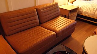 Horny hotwife flashes big tits and sucks stranger's big cock on vacation. She fucks him hard in hotel room.