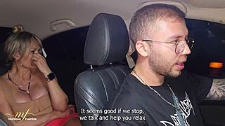 uber driver picks up a curvy colombian milf for a quick ride. he ends up giving her a double creampie in the car