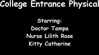 Tampa university entrance physical features Kitty Catherine in nurse gloves and latex at hospital.