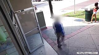 Liv Revamped's ebony pussy pounded doggystyle by LP officer's huge cock in office with heels on.