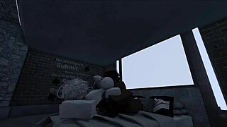 White femboy takes big black cock from shemale like a good boy in this scene